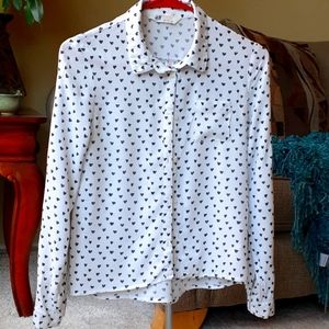 H&M Black Hearts Girls Button Down Shirt